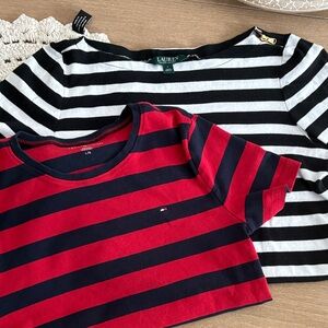 Tommy Hilfiger and Ralph Lauren Bundle Red and Navy Striped Shirt